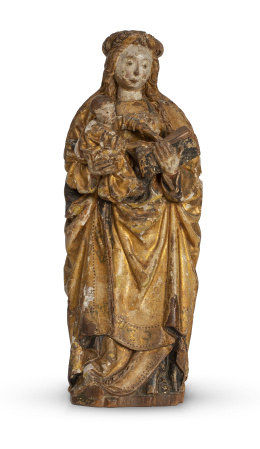 1083.  Virgen con el Niño.Escultura en madera tallada, dorada y policromada.Escuela de Malinas, S. XVI.