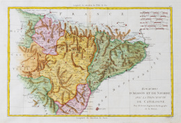 750.  RIGOBERT BONNE (1727-1794)Mapa de los Reinos de Aragón y Navarra, con el Principado de Cataluña y mapa de Andalucía, con los Reinos de Granada y Murcia