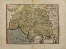 831.  ABRAHAM ORTELIUS (1527-1598) AUCTORE HIERONŸMO CHIAVES (1523-1574)Mapa de Andalucía:“Hispalensis Conventus Delineatio”