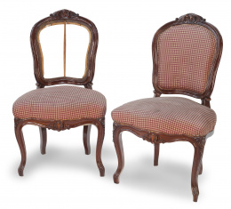 1107.  Juego de siete sillas de estilo Luis XV.Trabajo francés, segunda mitad del S. XIX.