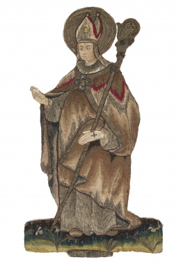 552.  Obispo.Bordado "a pintura" con hilos de color.España, S. XVII.