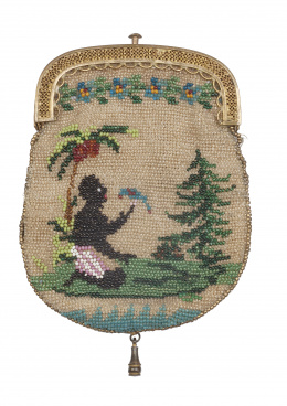 347.  Monedero de cuentas de cristal, trabajo probablemente mejicano C.1850