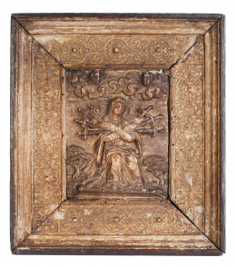 956.  Virgen de los Dolores.Placa de relieve en alabastro tallado.Malinas, S. XVI.
