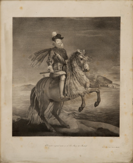 873.  PIERRE-JULES JOLLIVET (1794 - 1871) Retrato de Felipe III, a caballo y retrato del Príncipe Baltasar Carlos a caballo