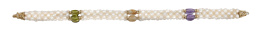 245.  Pulsera tubular de perlas combinadas con grupos de cirtrinos, amatistas y peridotos ovalados