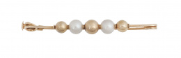 242.  Broche en forma de imperdible con perlas y bolitas de oro alternas