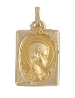 224.  Medalla colgante rectangular con Virgen en fondo oval