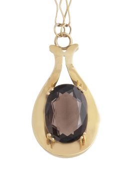 207.  Pendentif con centro de lágrima con topacio oval y cadena de ochos alternos con eslabones circulares