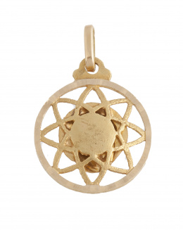 225.  Medalla colgante de Virgen en marco circular con triángulos calados