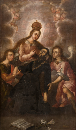 1016.  JOSÉ RODRÍGUEZ CARNERO (México, 1649-1725)La lactación de San Cayetano