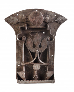 1050.  Cerradura en hierro forjado, con llave.Alemania, S. XVII.