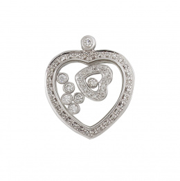 159.  Colgante corazón de brillantes, con centro acristalado que contine corazón de brillantes de menor tamaño y cinco chatones de brillantes
