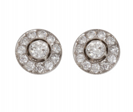 69.  Pendientes ojo de perdiz de brillantes de estilo Art-Decó