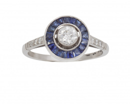 309.  Sortija ojo de perdiz estilo Art-Decó con brillante central de 0,25 ct