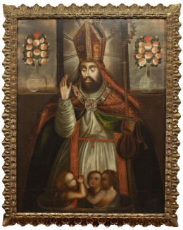 869.  ESCUELA CUZQUEÑA, SILGO XVIIISan Nicolas de Bari