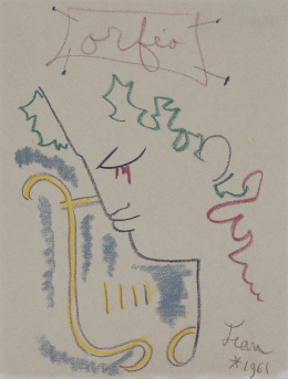 503.  JEAN COCTEAU (Maisons-Laffitte, Francia, 1889 - Milly-la-Forêt, Francia, 1963)Profil d’Orphée à la lyre, 1961