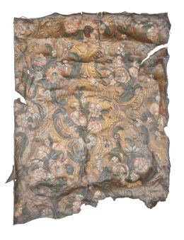 559.  Cordobán, piel moldeada y policromada y dorada.Trabajo español, principios del S. XVIII.