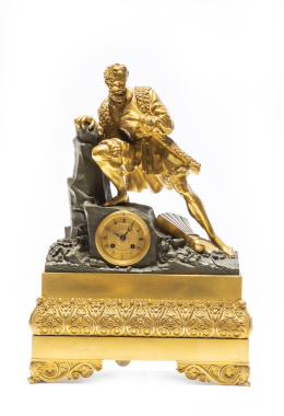 1022.  Reloj Luis felipe en bronce dorado y bronce patinado.Francia, h. 1830 - 1840.