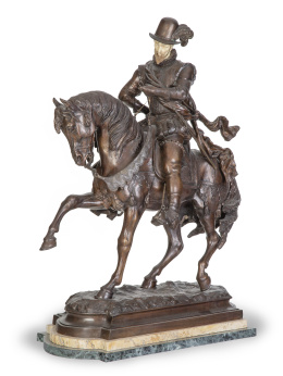 1130.  Auguste Joseph Peiffer (París, 4 de diciembre de 1832-1886).Felipe II, escultura en bronce y marfil.Firmada "Peiffer".