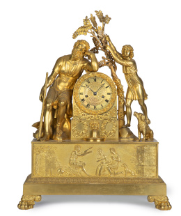 688.  Reloj en bronce dorado Luis Felipe.Francia, h. 1830-1848.
