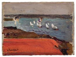 934.  JOAQUÍN SOROLLA Y BASTIDA (Valencia, 1863 - Madrid, 1923)Playa de Valencia, hacia 1904