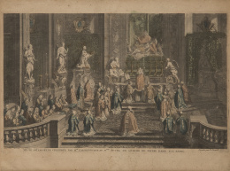 758.  B. PICARD, SIGLO XVIII"Vue d&#39;optique; Messe solemnelle celebrée par Mgr l&#39;Archevesque au Mtre Autel de l&#39;Eglise Notre Dame de Paris"