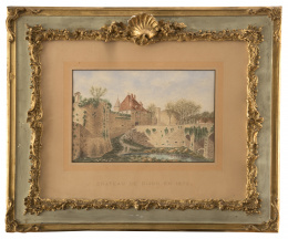 871.  S. PETROLS (Escuela francesa, siglo XIX)Par de vistas del Castillo de Dijon