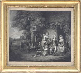 635.  WILLIAM REDMORE BIGG (1755- 1815)"Saturday evening returns larour" y "Sunday morning a cottage family going to Church"