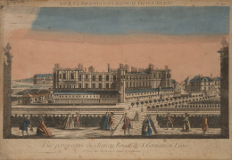 866.  ESCUELA FRANCESA, SIGLO XVIIIVista óptica: "Vue du chateau Royal de  Saint Germain de Laye"