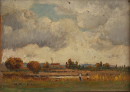 1045.  M MEIHSEIM? Paisaje con campesinos