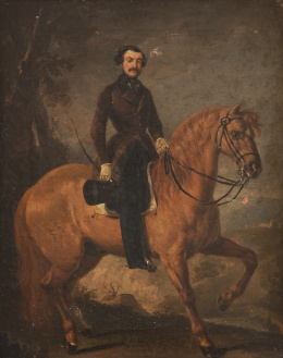 971.  ESCUELA ESPAÑOLA, SIGLO XIXRetrato de caballero ecuestre