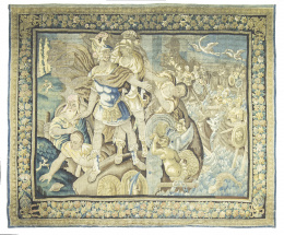 1289.  Tapiz en lana con escena narrativa.Trabajo franco-flamenco, S. XVII.