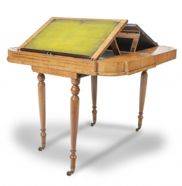 1128.  "Reading table" regencia de madera de caoba con incrustaciones de metal.Inglaterra, h. 1815 - 1820.