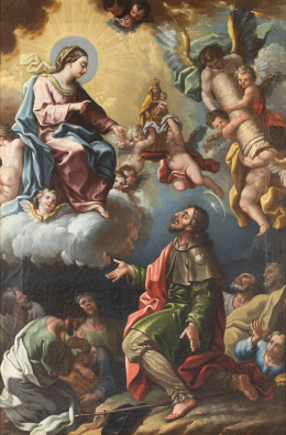 708.  ESCUELA ARAGONESA, SIGLO XVIIIAparición de la Virgen del Pilar a Santiago