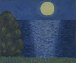 1008.  MARÍA GIRONA (Barcelona, 1923 - 2015)Luna en puerto viejo, 1999