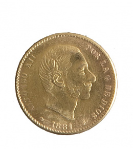 369.  Moneda de 25 ptas de Alfonso XII de 1881 .M.S .M.