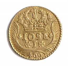 390.  Moneda de oro de 400 reis de Portugal. José I. 1752