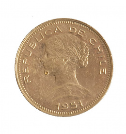 366.  Moneda de 100 pesos de la República de Chile 1951