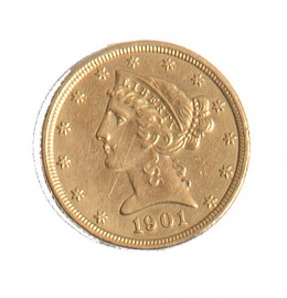 373.  Moneda de 5 dólares americanos 1901. Liberty.