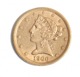 374.  Moneda de 5 dólares americanos 1900. Liberty.