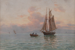 1053.  ENRIQUE FLORIDO (Málaga, 1873-1929)Pareja de marinas