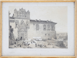 620.  JENARO PÉREZ VILLAAMIL (dibujó) BENOISTH (lith)Vista de la Puerta del Hospital de Santa Cruz, ToledoRETIRAR
