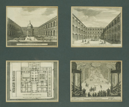 251.  PETER VAN DER AA (1659 - 1733)“Vista de la planta, interior del Panteón y dos claustros del Real Monasterio del Escorial”..