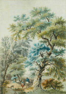 196.  ATRIBUIDO A PIETER BARBIERS (1749- 1842)Paisaje con figuras..