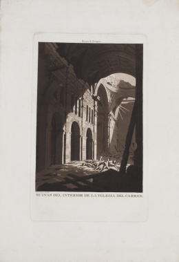 345.  FERNANDO BRAMBILLA (1763-1834) Y JUAN GÁLVEZ (1174-1847)Ruinas del interior de la iglesia del Carmen y Patio del convento de las monjas de santa Catalina.