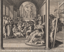 212.  MARTÍN DE VOS (1532-1603) Y RAPHAEL SADELER (1560/1-1628/32)Matrimonio místico entre Cristo y la Jerusalén Celeste (símbolo de la Iglesia), y Las bodas de Caná.