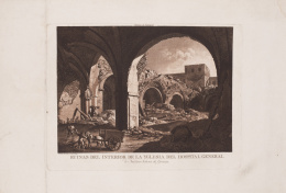 215.  FERNANDO BRAMBILLA (1763-1834) Y JUAN GÁLVEZ (1774-1847)Ruinas del Patio de santa Engracia y Ruinas del interior de la iglesia del Hospital General de Nuestra Señora de Gracia.