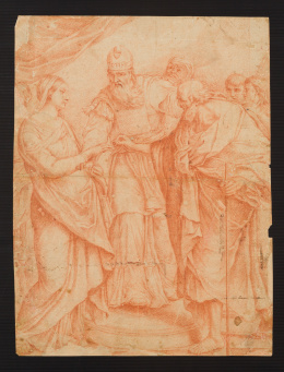 222.  COPIA DE CARLO MARATTA (Escuela italiana, siglo XVIII)Desposorios de la Virgen y San José..