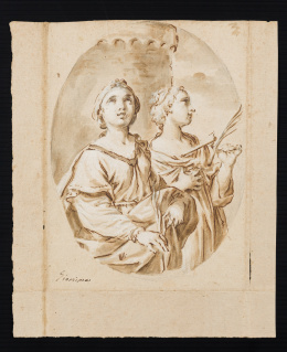 175.  SIMONE GIONIMA (1655- 1730)Santa Bárbara y Santa Úrsula.h. 1680- 1690..