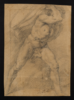 206.  ESCUELA ESPAÑOLA, FF. SIGLO XVII - PP. SIGLO XVIII.Estudio de figura masculina desnuda..